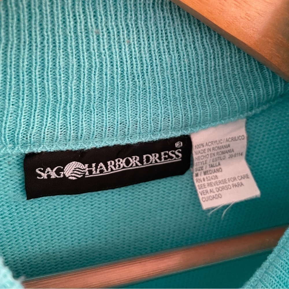Sag Harbor Mockneck Sweater Dress Color-block Aqua Black Medium - Picture 8 of 12